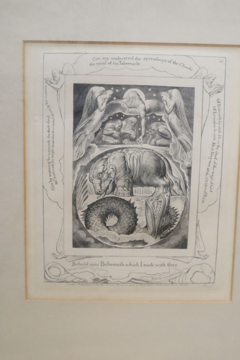 William Blake (1757-1827), engraving, Behold now Behemoth which I made with thee, plate 15 from The Book of Job, 22 x 18cm